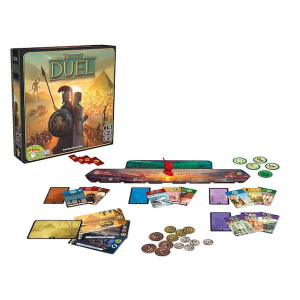 7 Wonders Duel Board Game components and box.