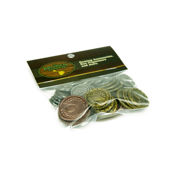 7 Wonders Metal Coins - Broken Token Wondrous coin set packaging.