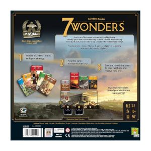 7 Wonders New Edition Board Game Back of box.