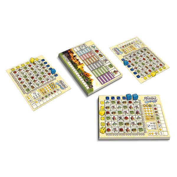 Alhambra Roll and Write Board Game components.