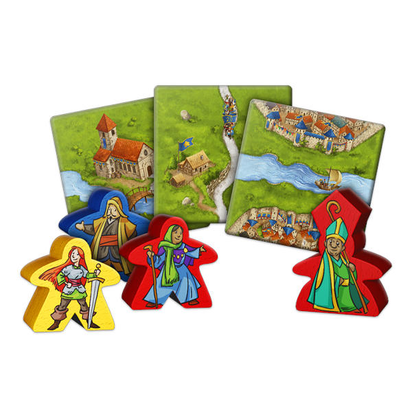 Carcassonne 20th Anniversary Edition components.