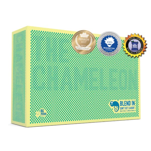 Chameleon Board Game box cover with awards.