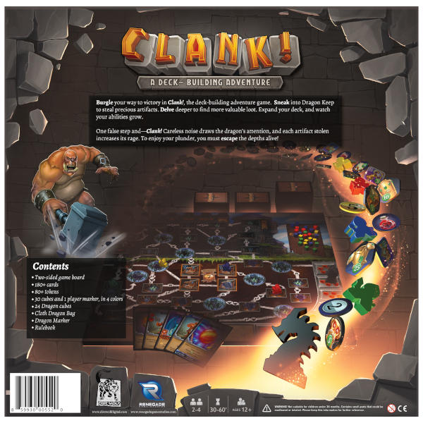 Clank Board Game back of box.