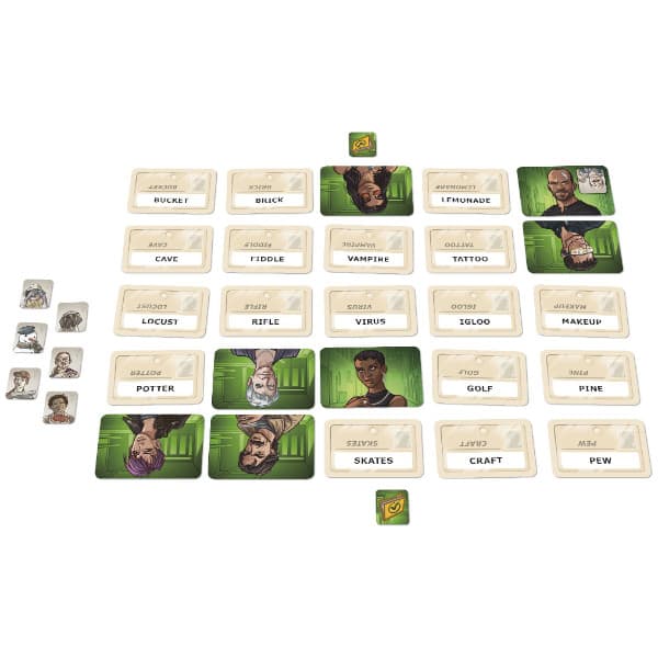 Codenames Duet board game components.