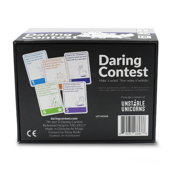 Daring Contest Card Game back of box.