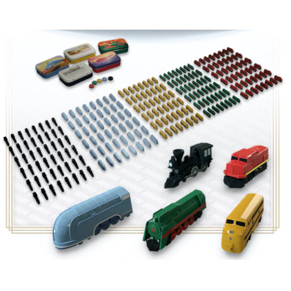 Deluxe Board Game Train Set All trains together.