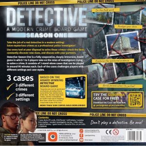 Detective A Modern Crime Board Game Season 1 Back Cover.