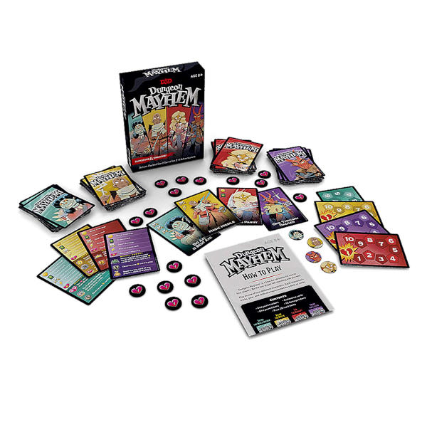Dungeon Mayhem Card Game box and components.