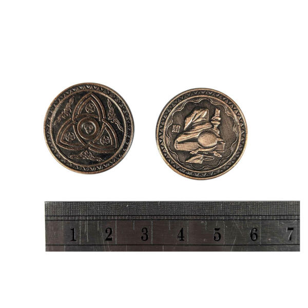 Fantasy Themed Gaming Coins Magic Copper (Broken Token) measurements.