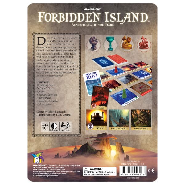 Forbidden Island Board Game back of box.
