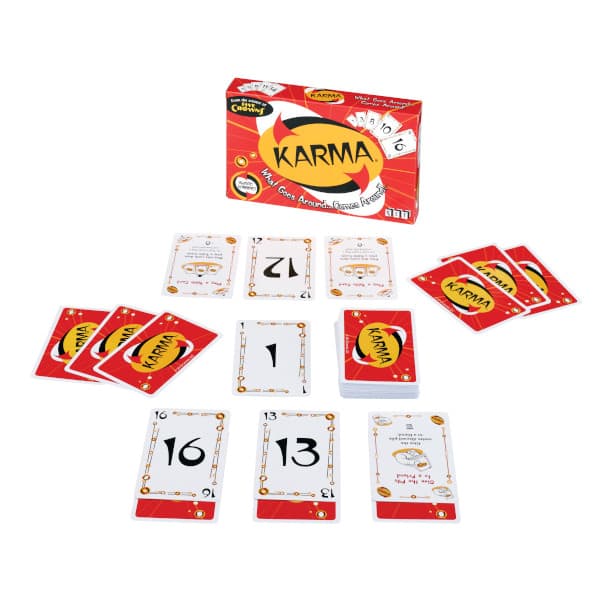 Karma Card game box and component spread.
