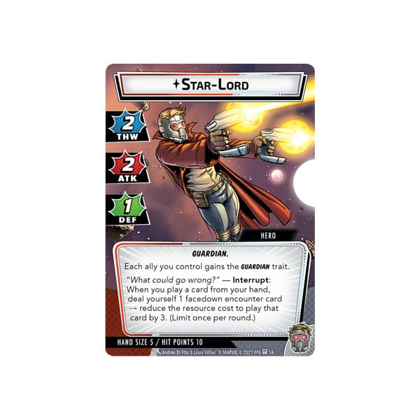 Marvel Champions Star Lord Hero Pack cards.