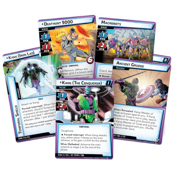 Marvel Champions the Once and Future Kang Scenario Pack cards.