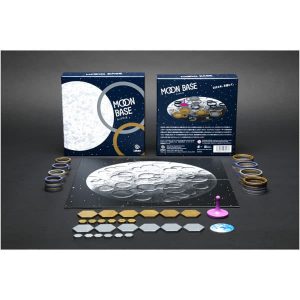 Moon Base Board Game box and component spread.