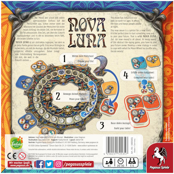 Nova Luna Board Game back of box.