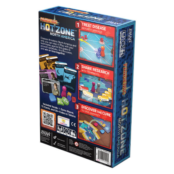 Pandemic Hot Zone North America board game back of box.