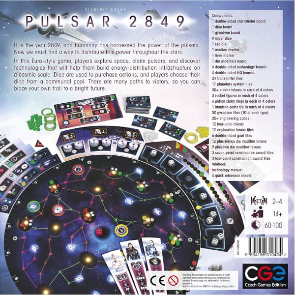 Pulsar 2849 Board Game back cover.