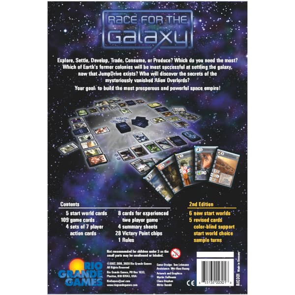 Race for the Galaxy 2nd Edition back of box.