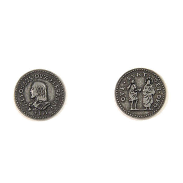 Renaissance Themed Gaming Coins Small 20mm (Broken Token) back and front.