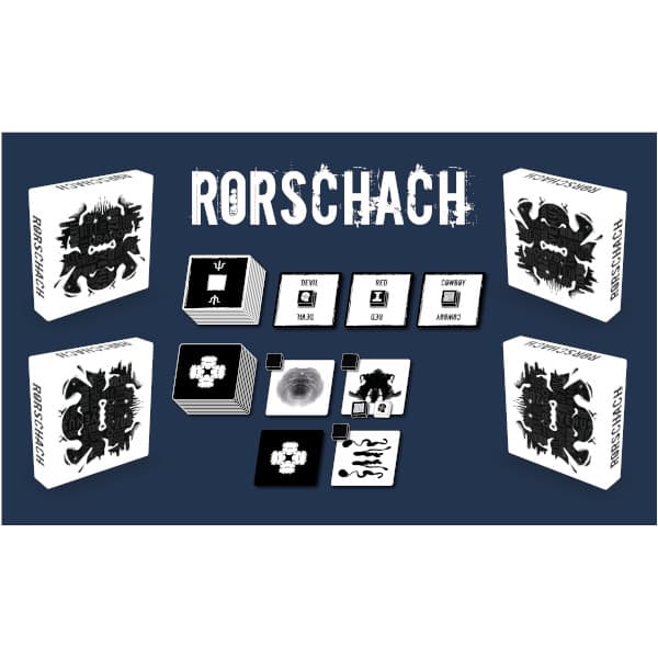 Rorschach board game components.