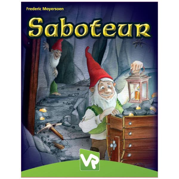Saboteur card game front of box.