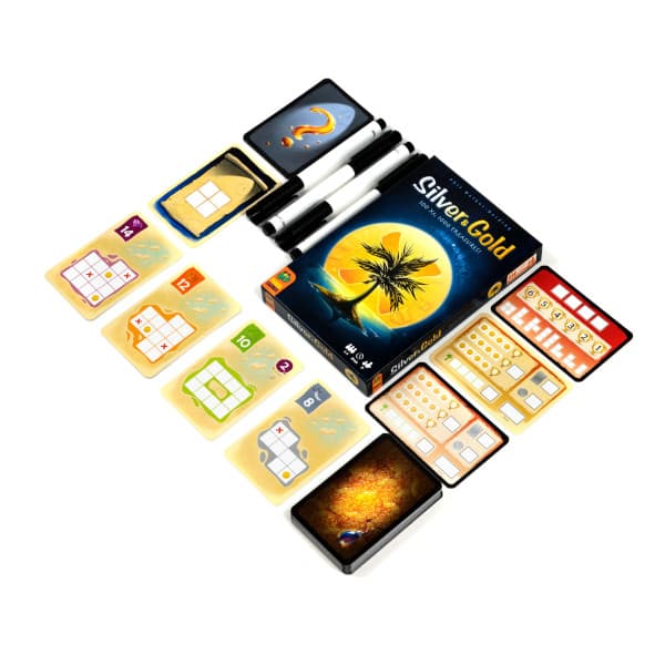Silver and Gold Board Game Components.