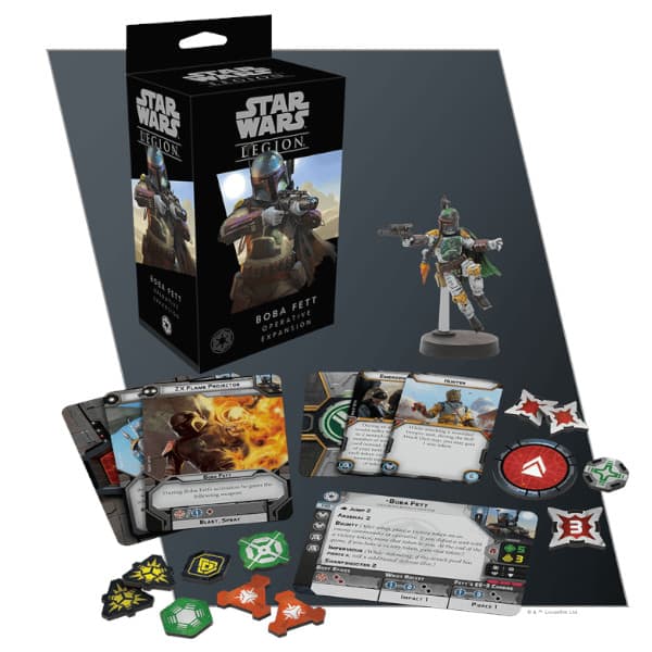 Star Wars Legion Boba Fett Operative Expansion box spread.
