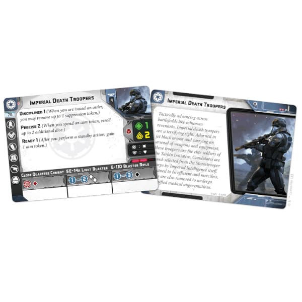 Star Wars Legion Imperial Death Troopers Unit Expansion cards.