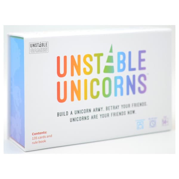 Unstable Unicorns Card Game box cover.