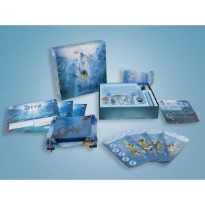 Dive Board Game box cover and components.