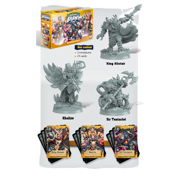 Super Fantasy Brawl Radiant Authority expansion box cover and components.