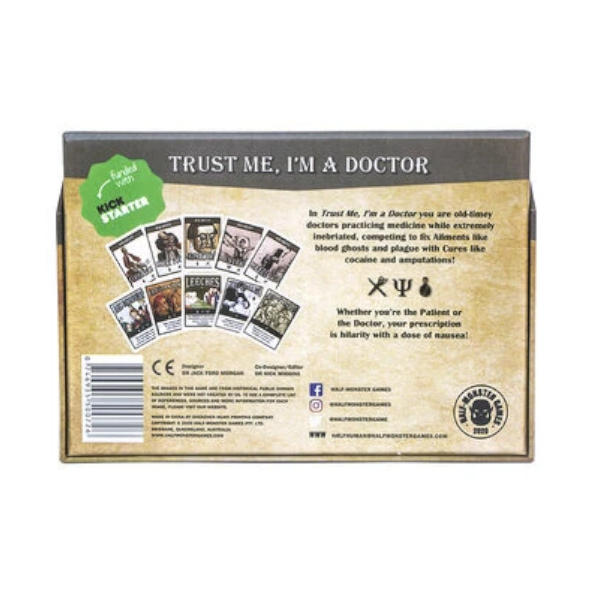Trust Me Im a Doctor Board Game box back cover..