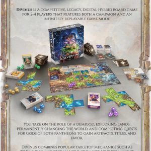 Divinus Board Game Gamefound Pantheon Pledge box and components.