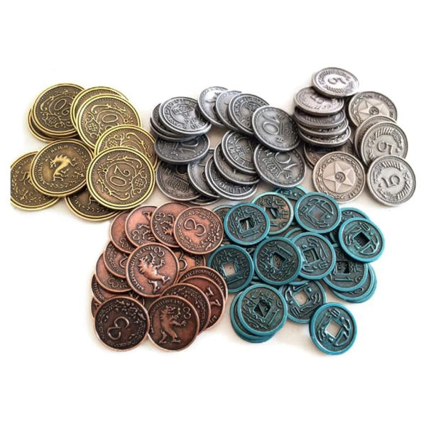 Scythe Metal Coins closeup.