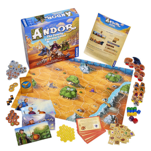 Andor the Family Fantasy Game box cover and components.