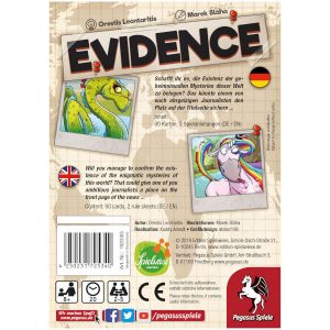 Evidence Board Game back of box.