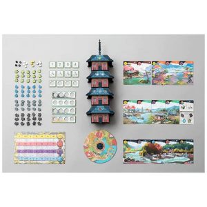 Four Gardens Board Game Components.