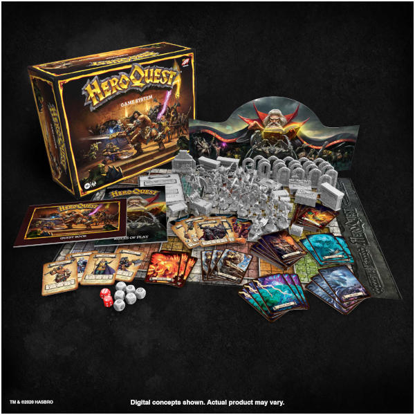 Heroquest Board Game box cover and components.