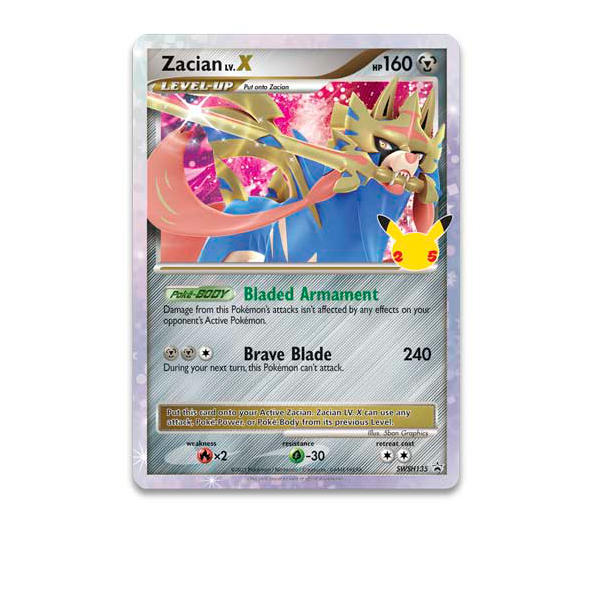 Pokemon TCG Celebrations Deluxe Pin Collection holo card.