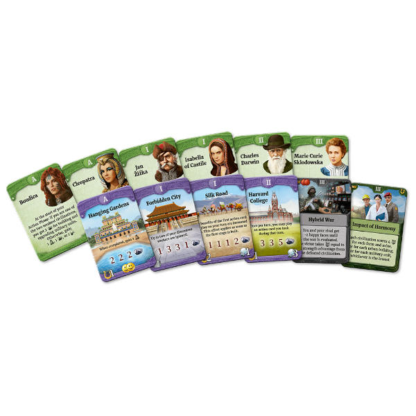 Through the Ages New Leaders and Wonders cards.