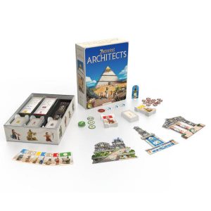 7 Wonders Architects Board Game box cover and components.