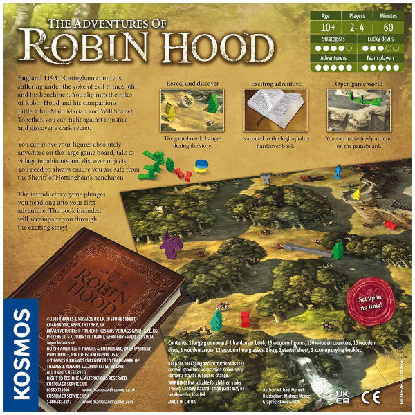 The Adventures of Robin Hood Board Game back cover.