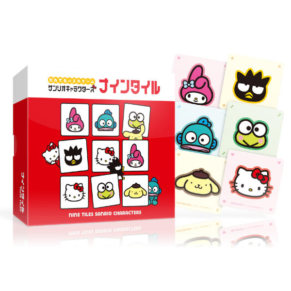 Nine Tiles Panic Card Game Sanrio Edition box cover and components.