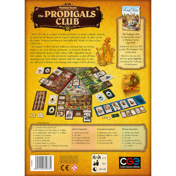 The Prodigals Club Board Game back cover.