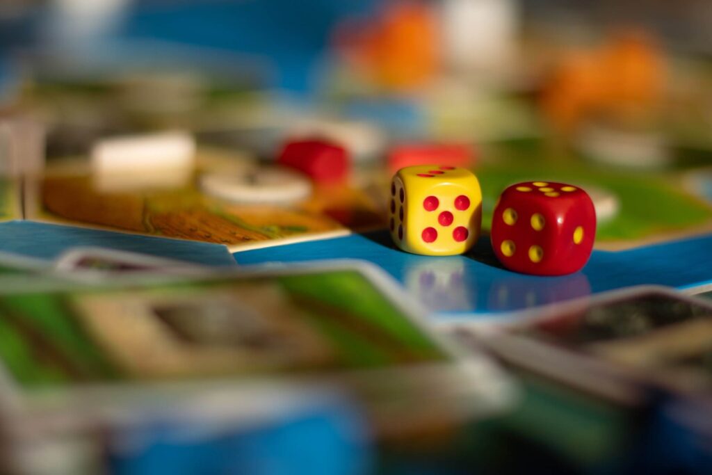 Board game with dice