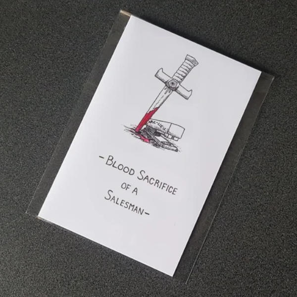 Mystery Unfolds Blood Sacrifice of a Salesmen Puzzle Card