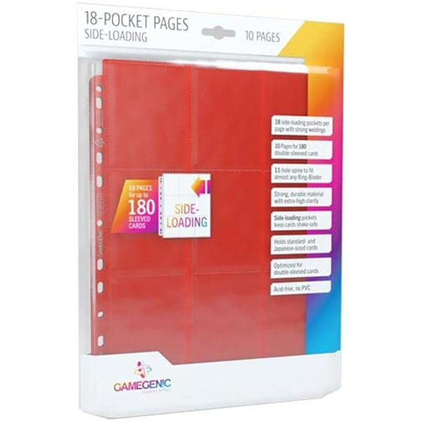 Gamegenic Sideloading 18 Pocket Pages 10pcs Pack Red