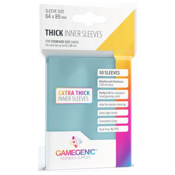 Gamegenic Thick Inner Sleeves Clear 64mm x 89mm 50pcs | MTM Gamegenic Thick Inner Sleeves Clear 64mm x 89mm 50pcs | MTM