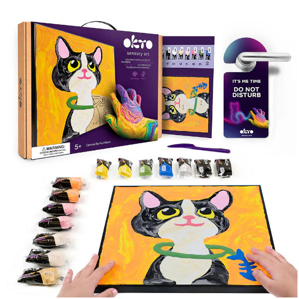 Okto Sensory Art Coloring with Clay Set by Numbers Cat