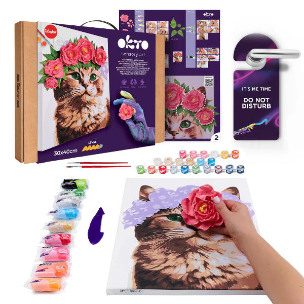 Okto Sensory Art 3D Modeling & Painting Kit A Cat in a Flower Crown